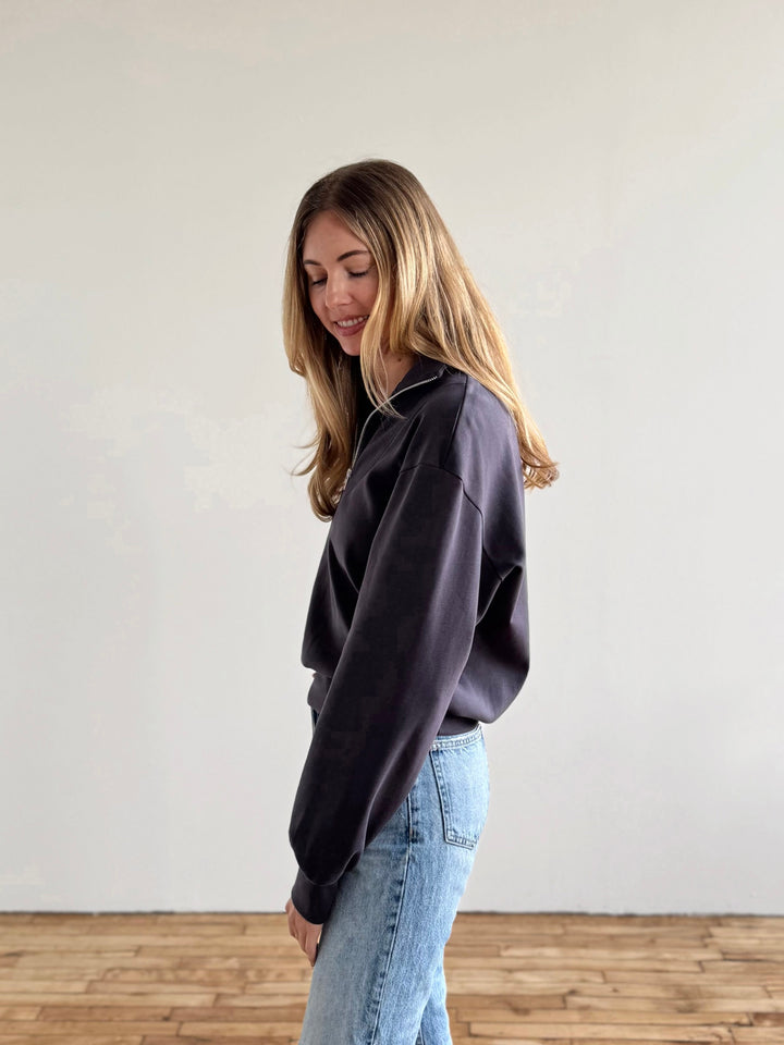 ASHER zip pullover in Gunmetal