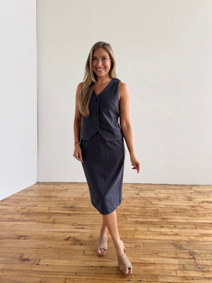 DANIELLE heavy-knit skirt in Gunmetal