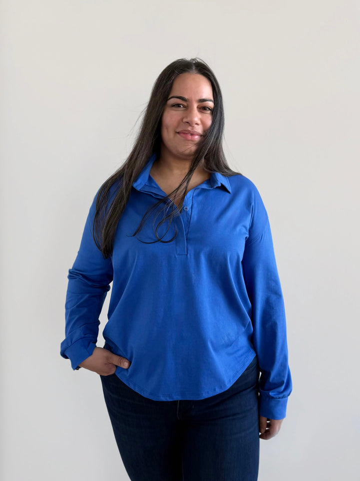 MICAH jersey top in Blue Iolite