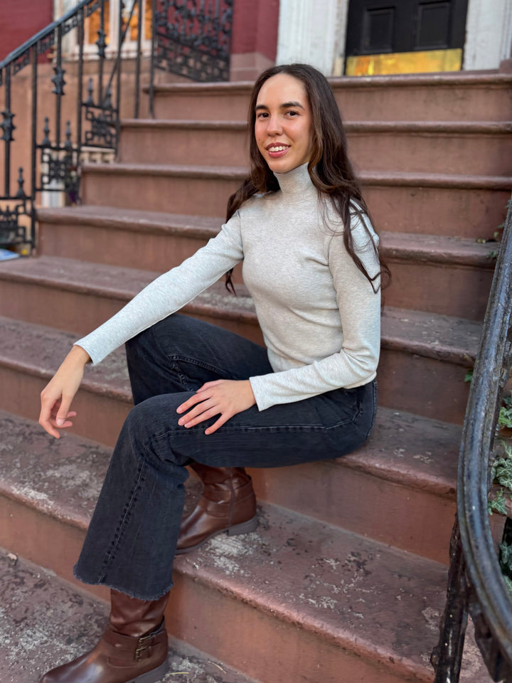 MILANE rib-knit top in Marble Grey