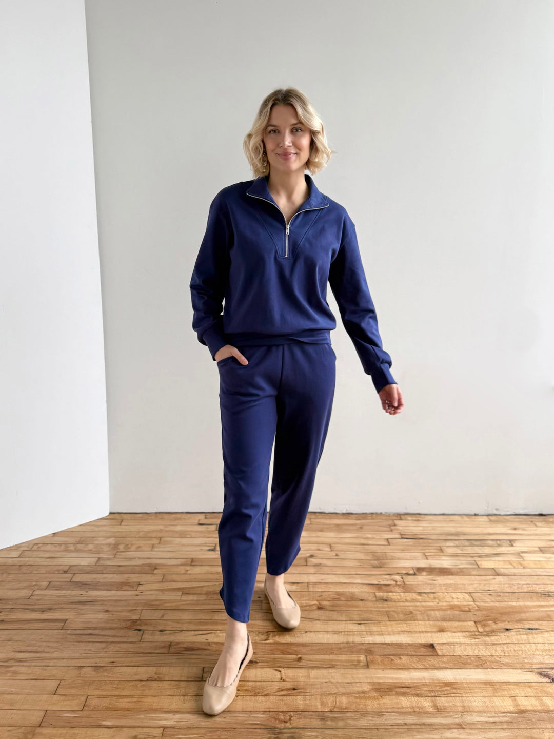 ASHER zip pullover in Bright Navy