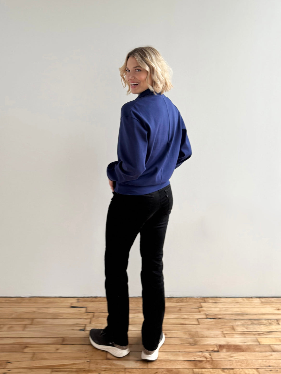ASHER zip pullover in Bright Navy