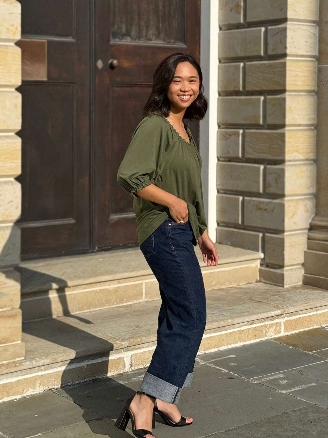 DELPHINE top in Meadow Green