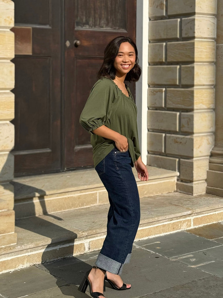 DELPHINE top in Meadow Green