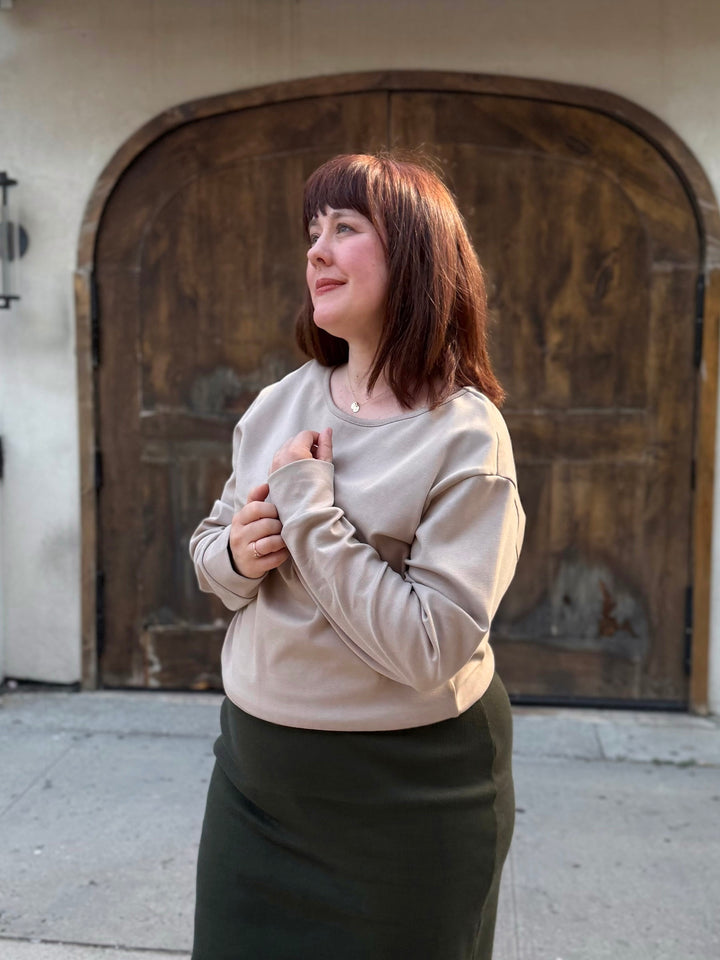 PERCY heavy knit top in Desert Sand