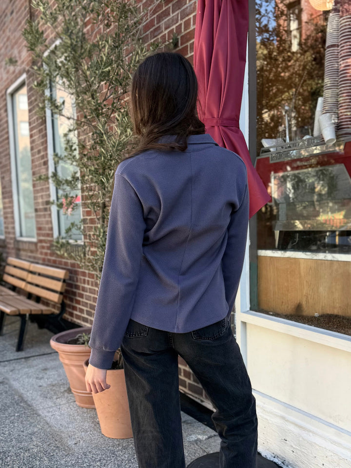 ADRIA waffle knit top in Stonewash