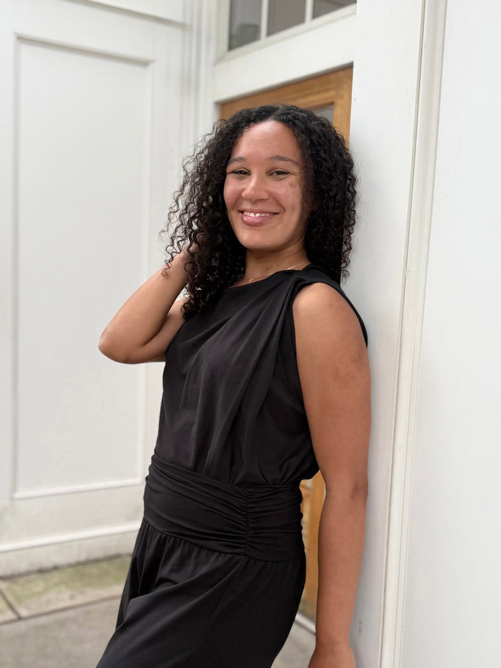 CHARLI draped top in Black