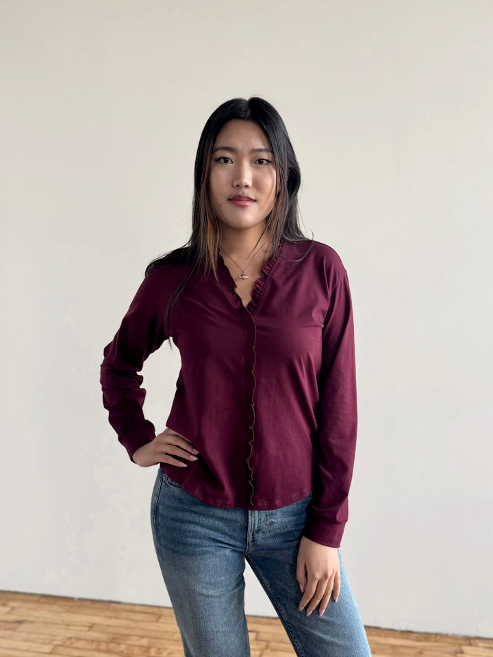 PIETRA jersey top in Merlot