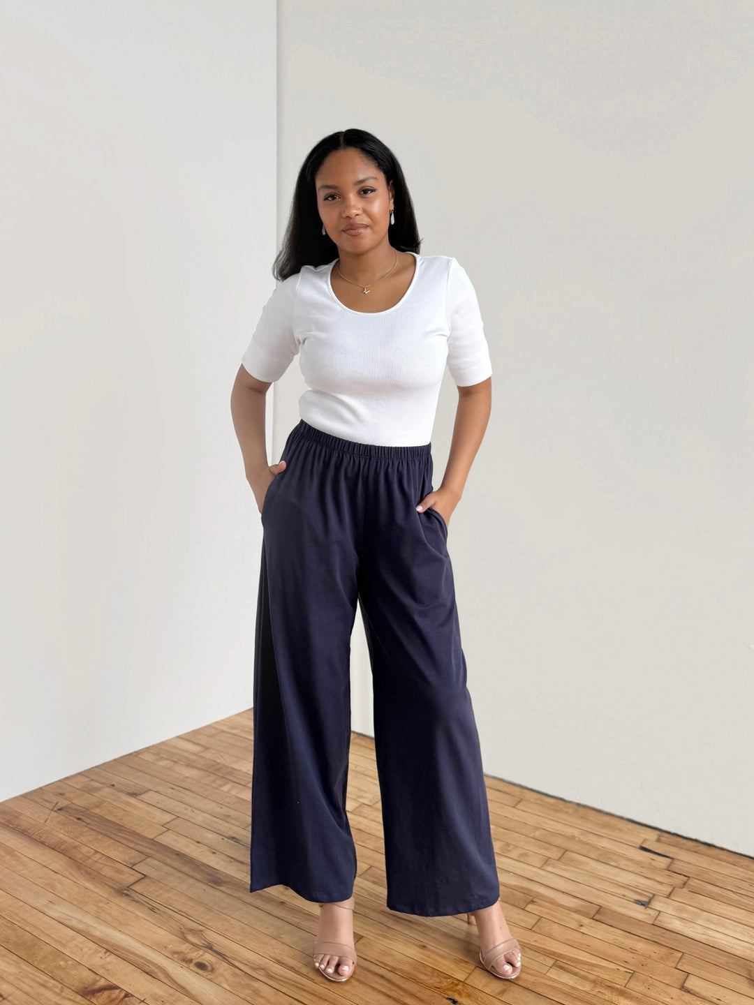 LEONOR rib-knit tee in White