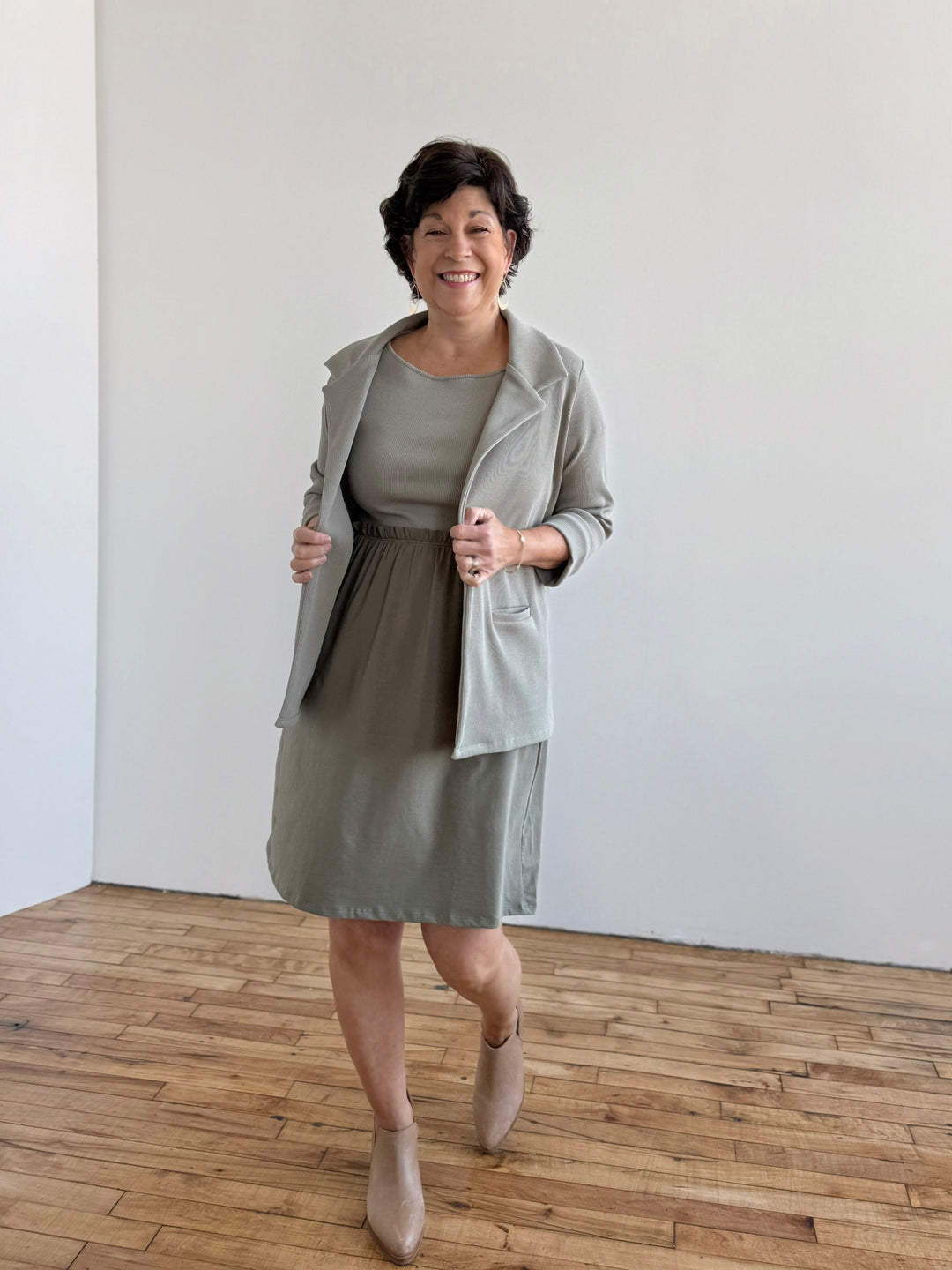 CROSBY rib knit blazer in Light Sage