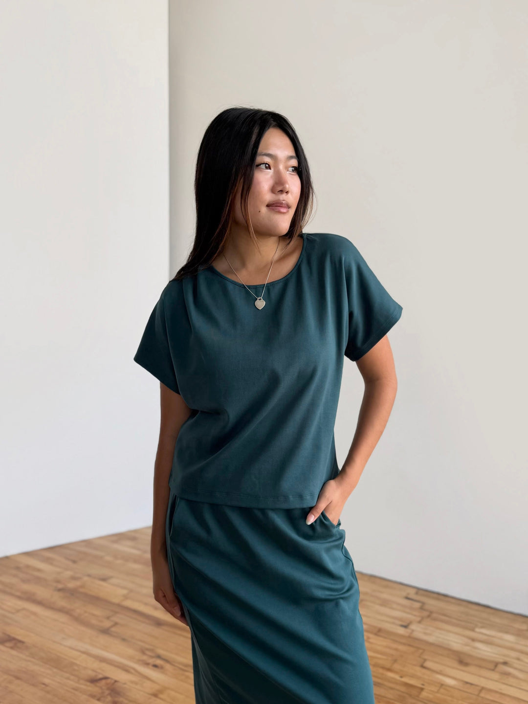 JEANINE heavy-knit top in Deep Sea