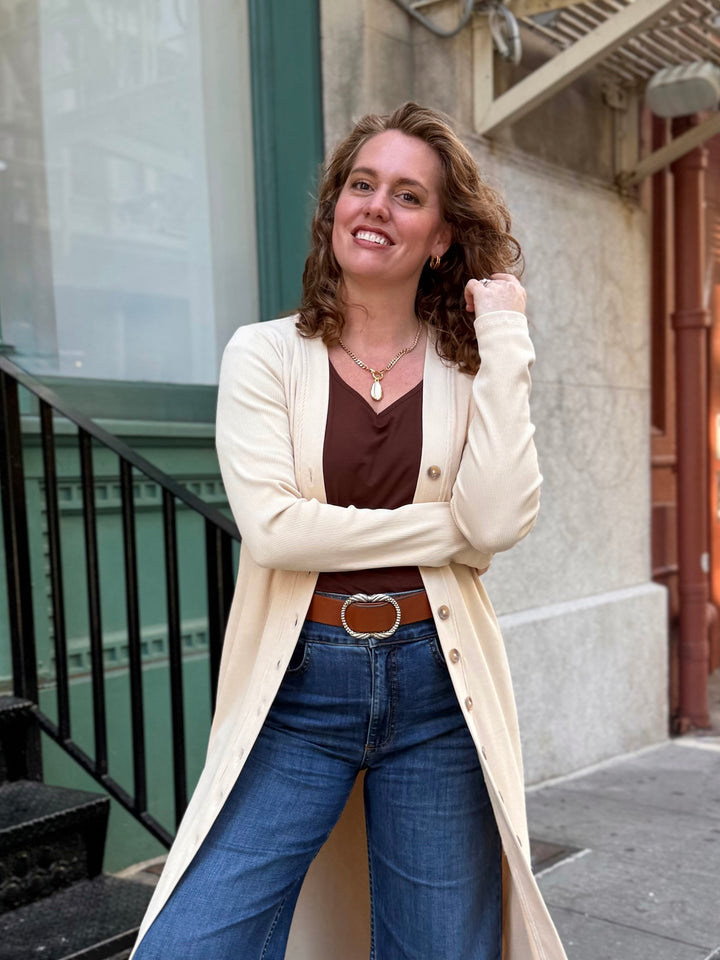 ELENA rib-knit dress in Vanilla