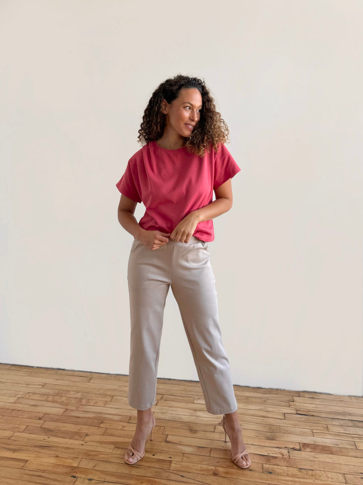 JEANINE heavy-knit top in Soft Hibiscus