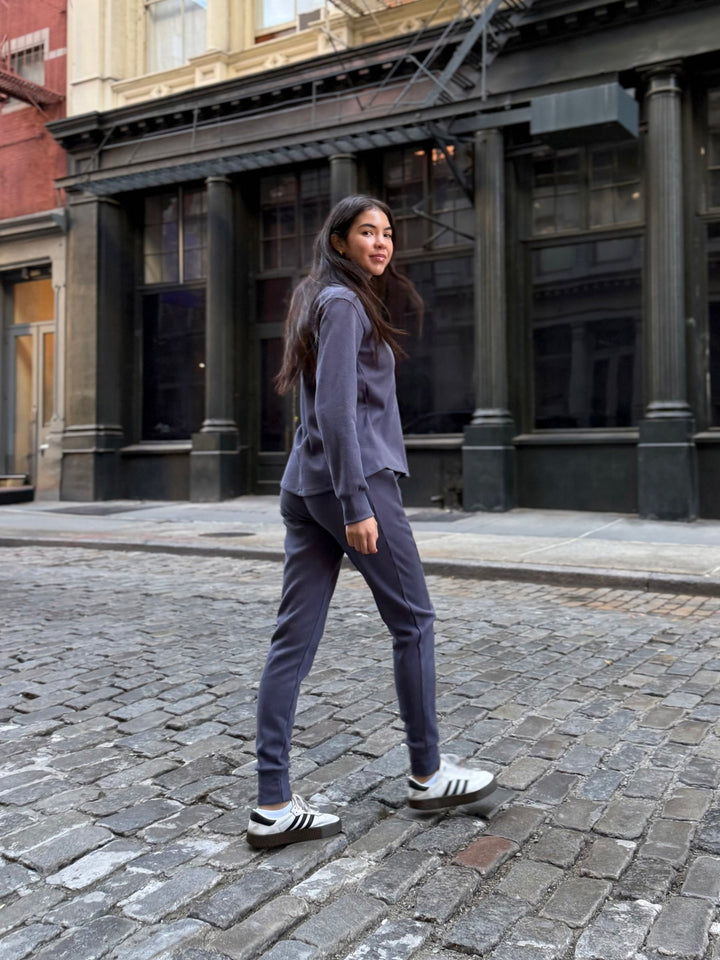 OWEN waffle knit joggers in Stonewash