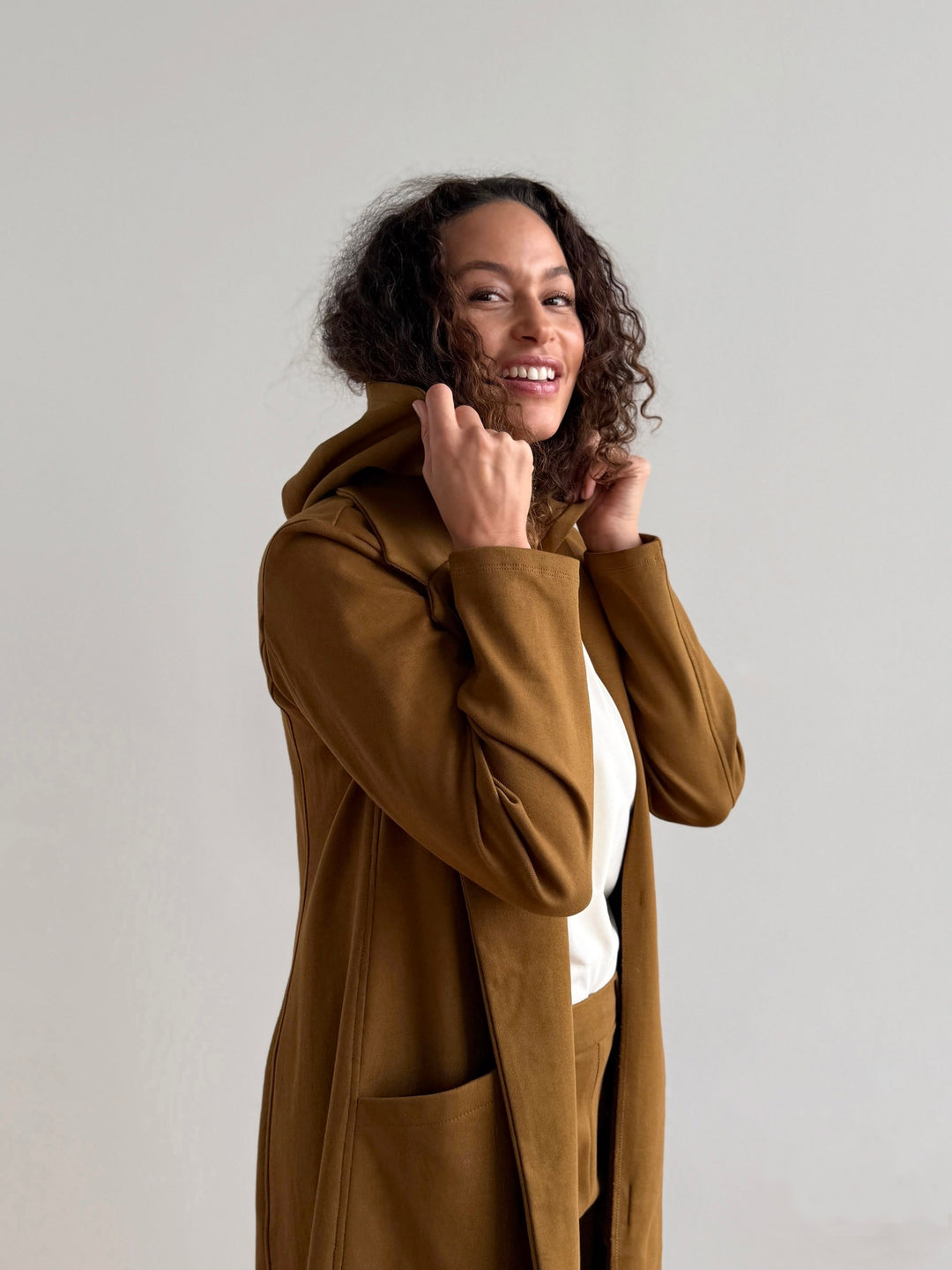 EMORY heavy knit coatigan in Warm Sienna