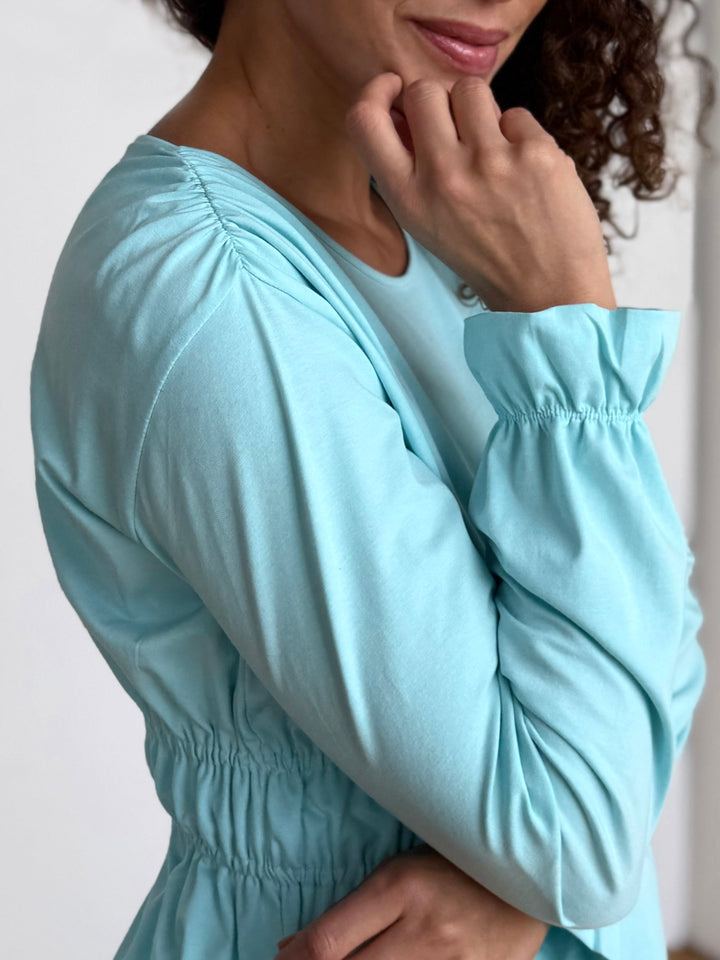 IRINA jersey top in Crisp Aqua