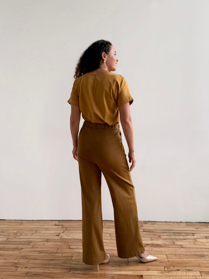 LONDON heavy knit pants in Warm Sienna