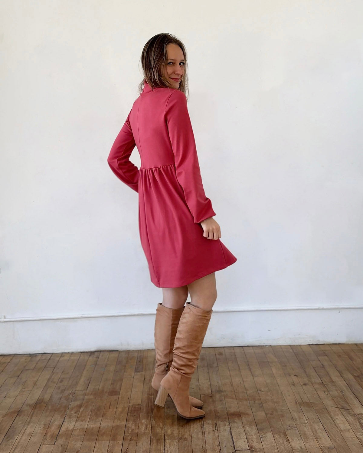 HELENE doubleknit dress in Soft Hibiscus