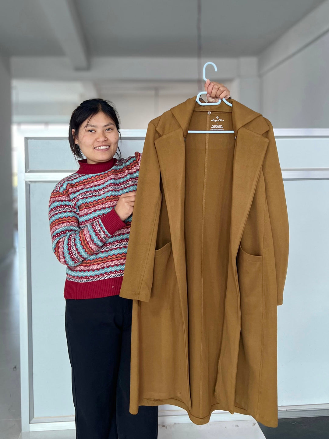 EMORY heavy knit coatigan in Warm Sienna