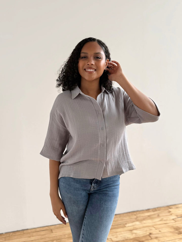 CARROLL gauze boxy shirt in Cloud Grey