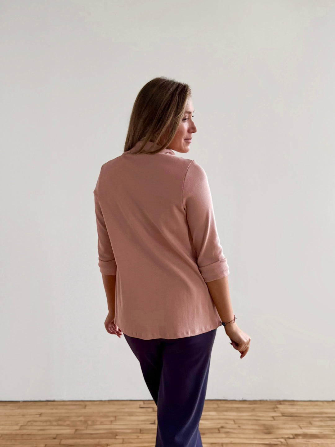 CROSBY rib knit blazer in Vintage Peach