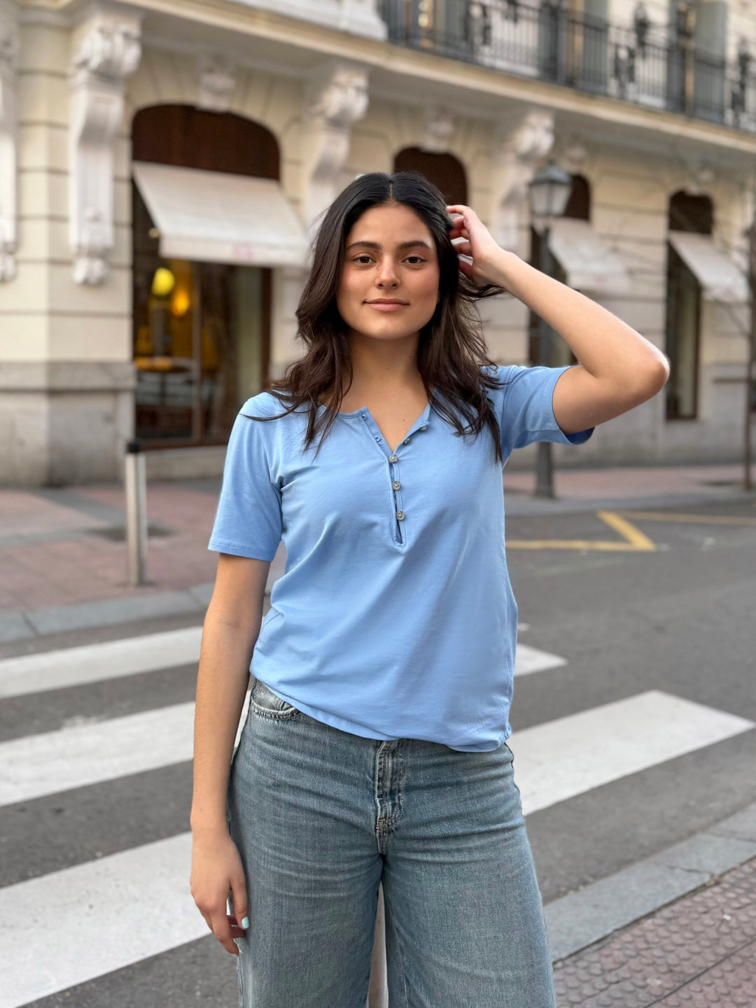 ROSA tee in Light Cornflower