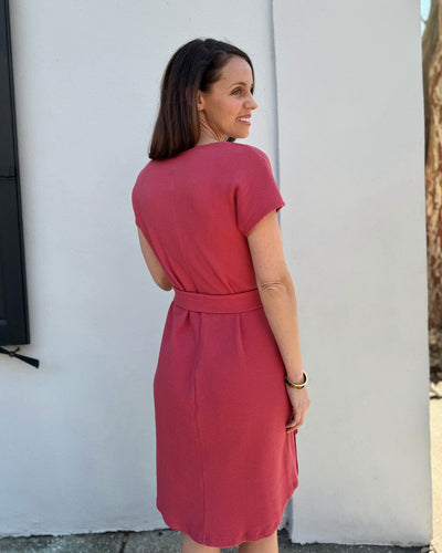 ALICIA waffle knit dress in Soft Hibiscus