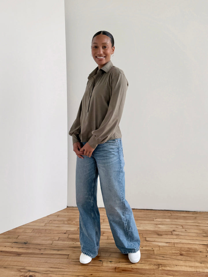 KAILYN jersey top in Silver Sage