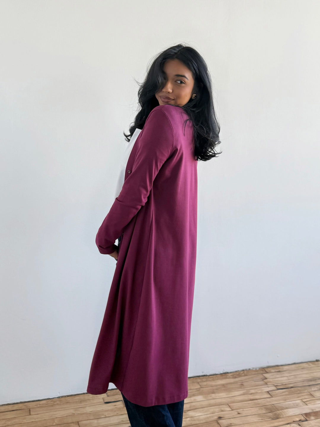LENA doubleknit duster/dress in Raspberry