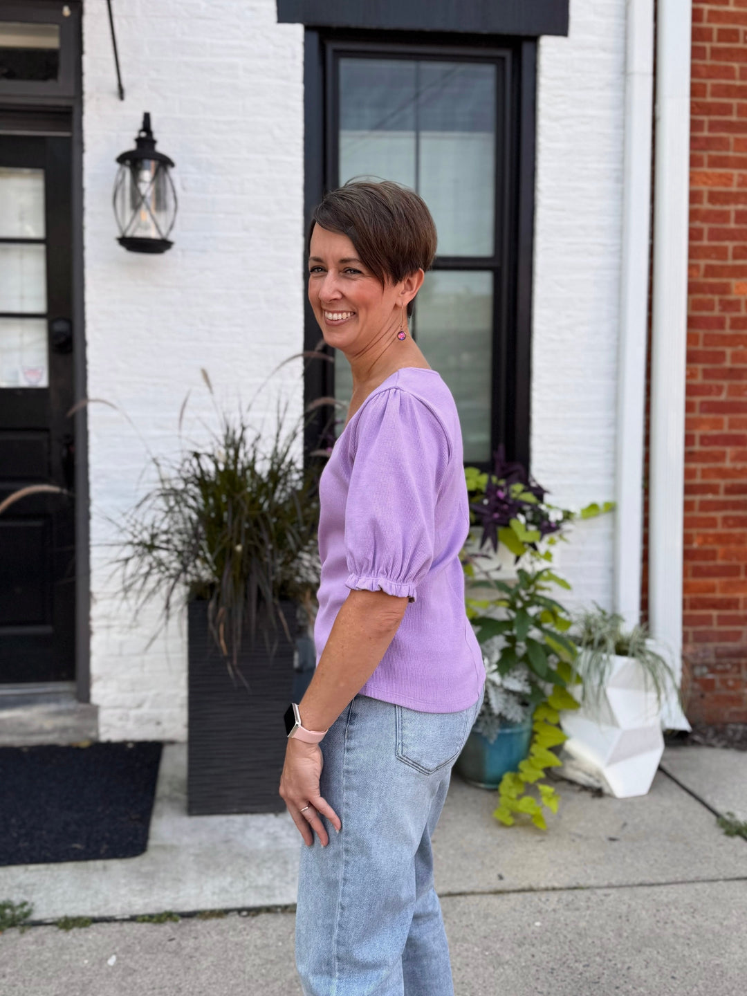 TALIA rib knit top in Purple Lilac