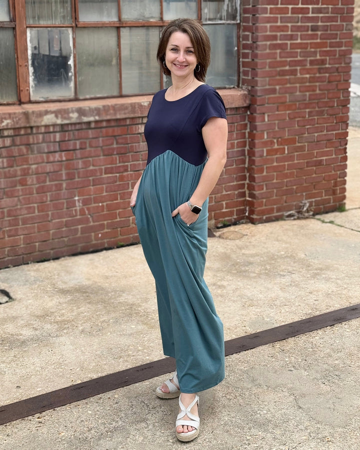 NORAH dress in Navy/Dark Aqua