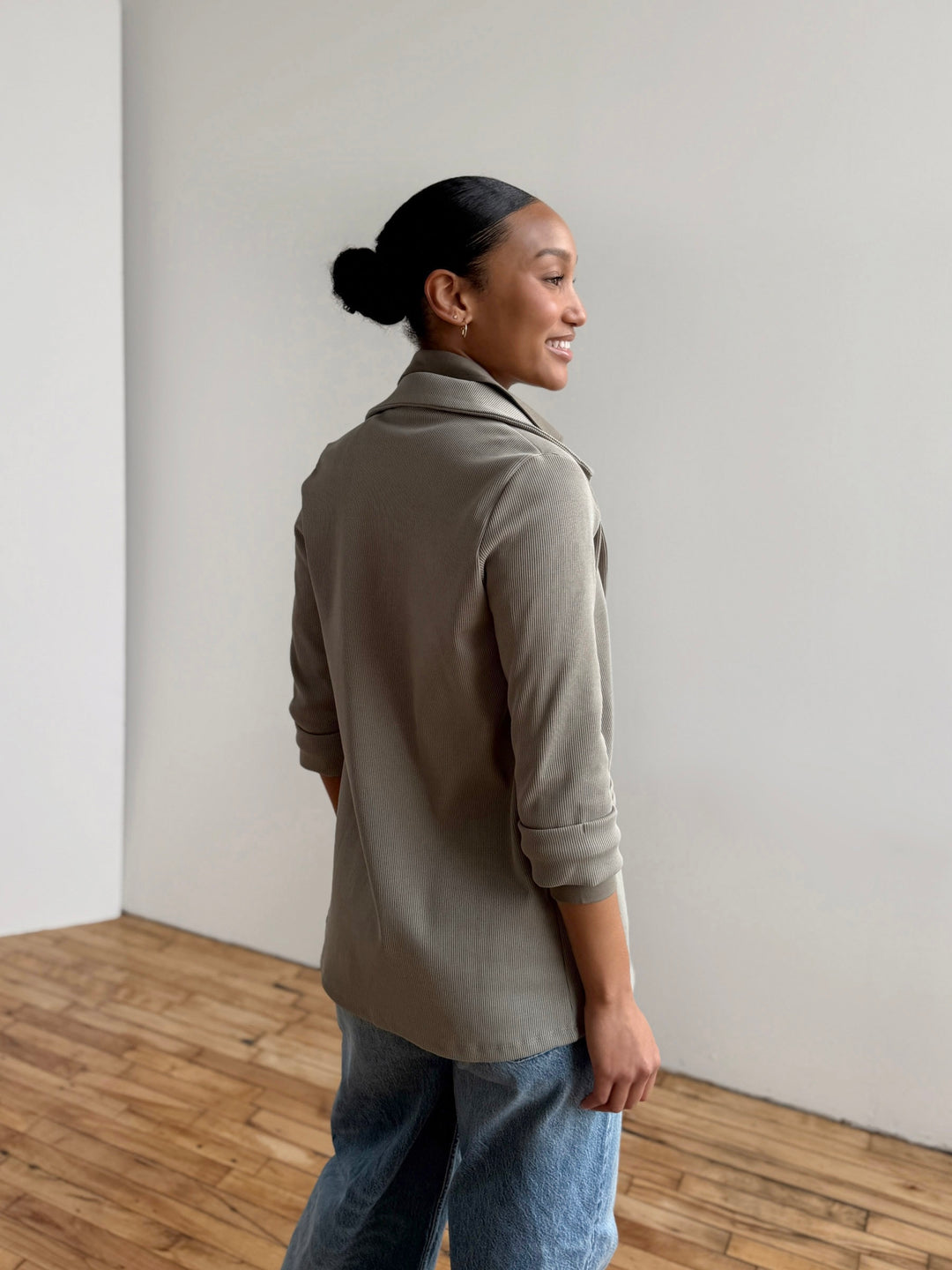 CROSBY rib knit blazer in Light Sage