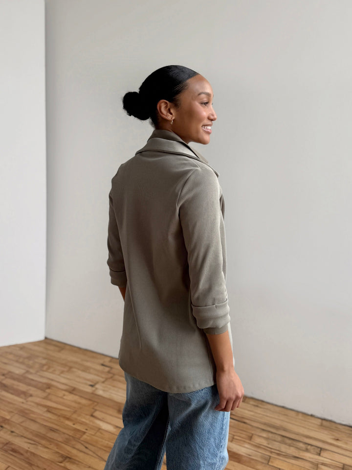 CROSBY rib knit blazer in Light Sage