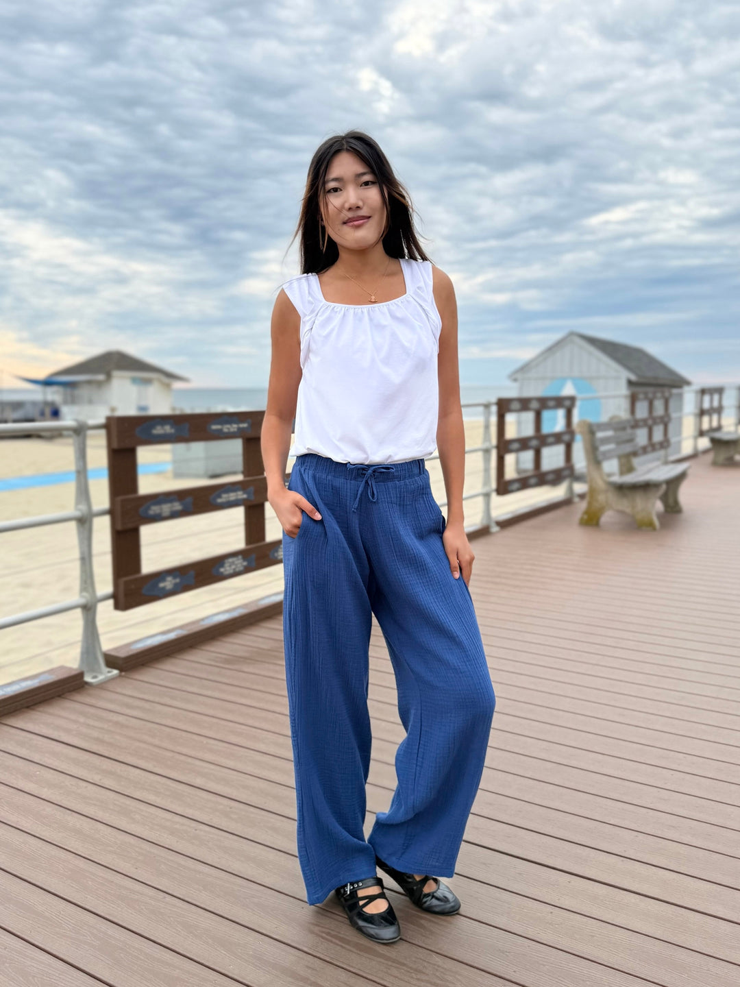 FLORENCE gauze pants in Bluebird