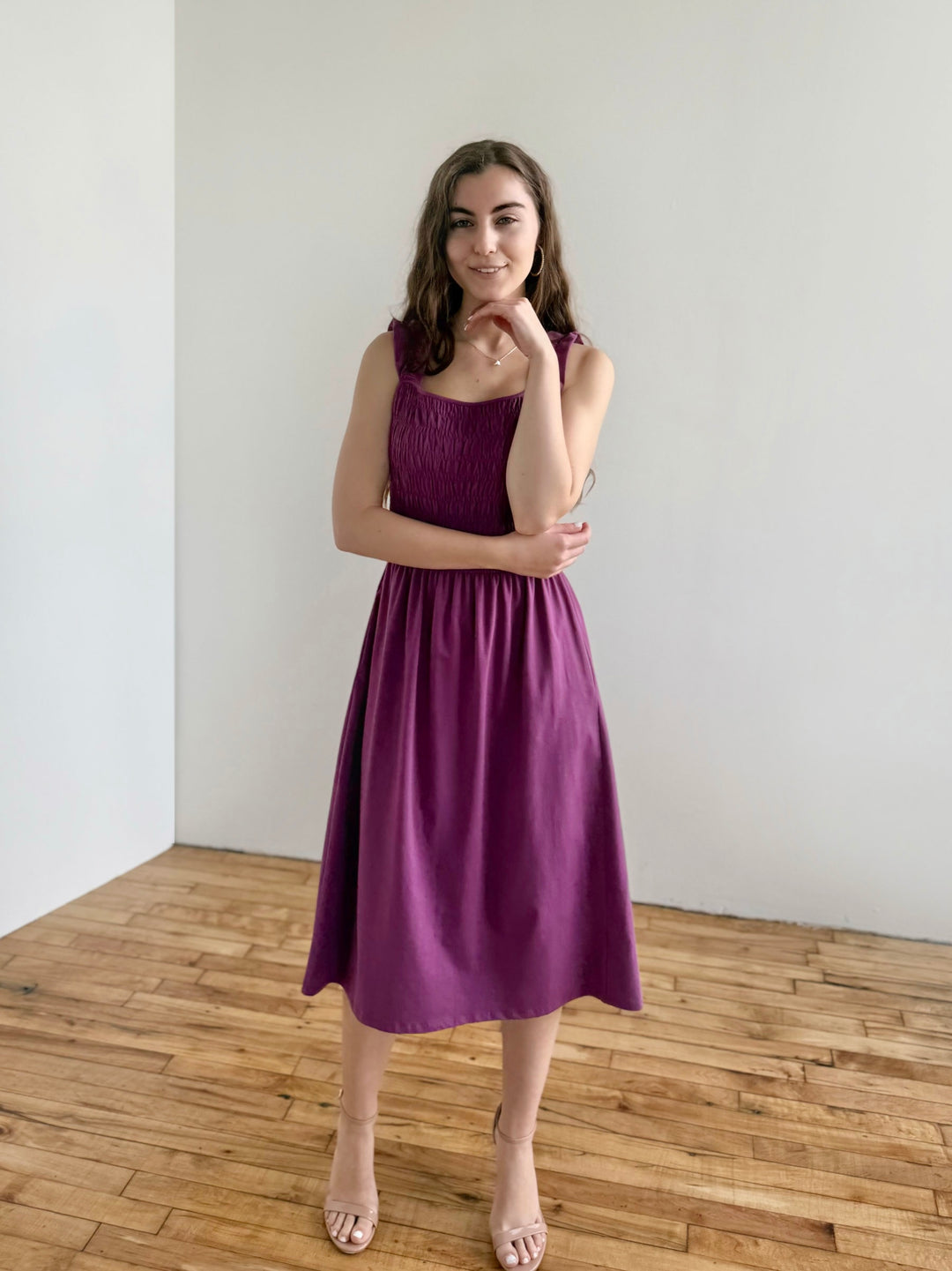 ARTESIA smocked dress in Deep Lilac