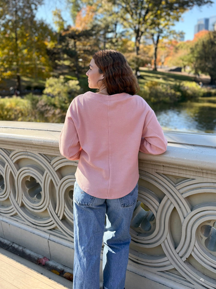 HARPER waffle knit top in Earthy Rose