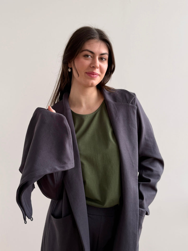 EMORY heavy knit coatigan in Gunmetal