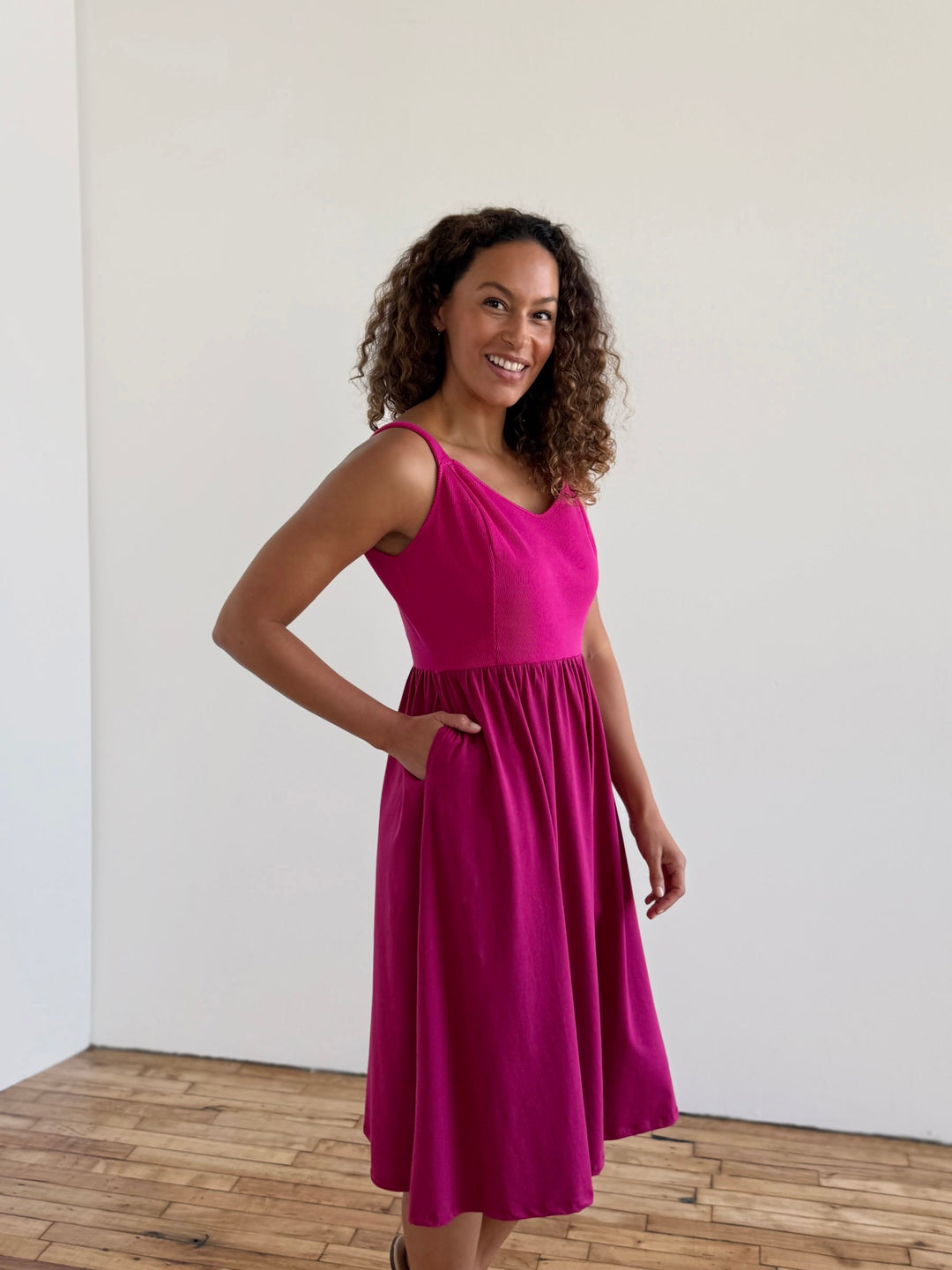 MARIBEL dress in Hot Pink/Garnet Pink