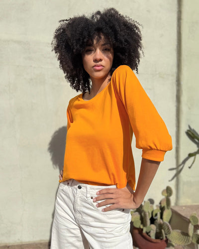 SUNBURST heavyknit top in Tangerine