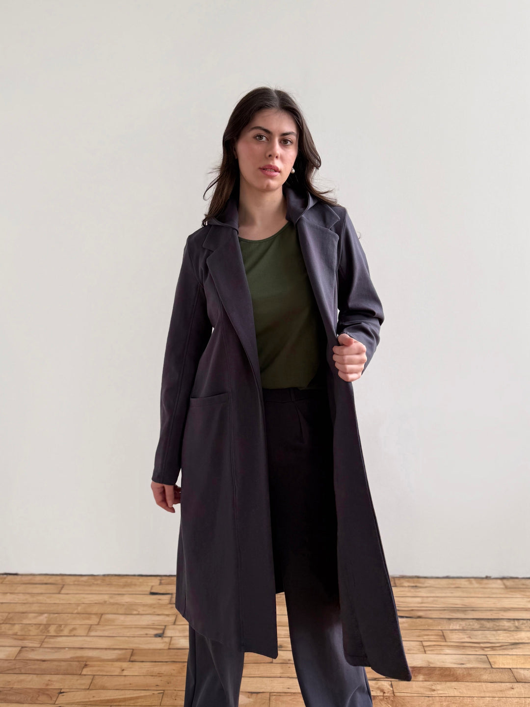 EMORY heavy knit coatigan in Gunmetal