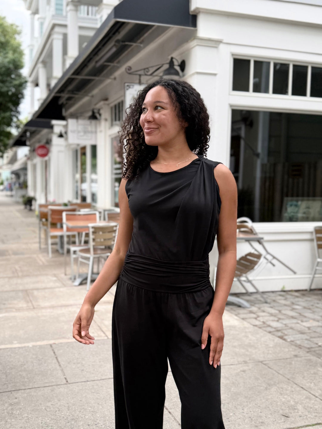 CHARLI draped top in Black