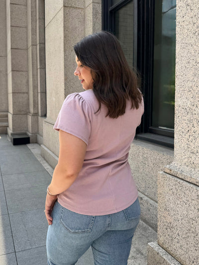 ZADIE rib knit tee in Dusty Lilac