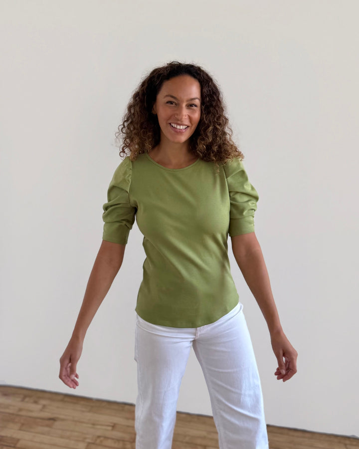 CORALIE doubleknit top in Grass Green