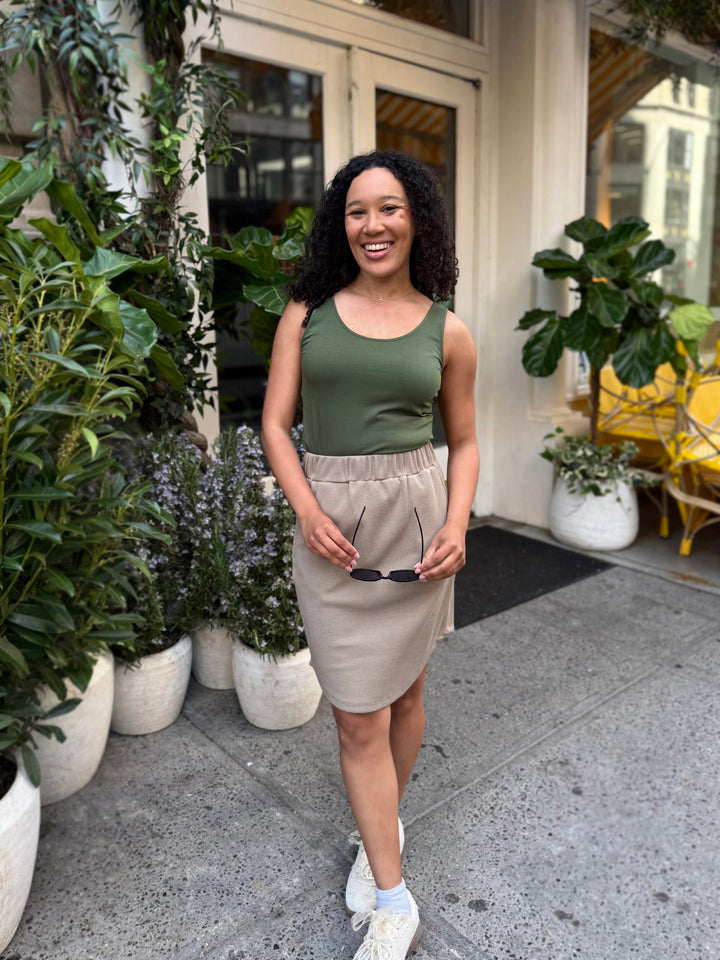 LOTUS waffle knit skirt in Taupe Grey