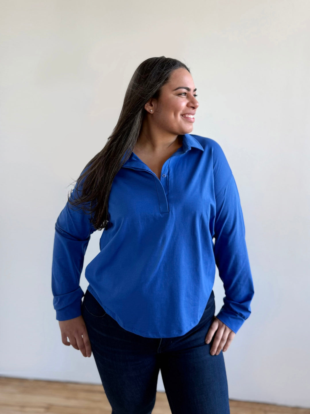 MICAH jersey top in Blue Iolite