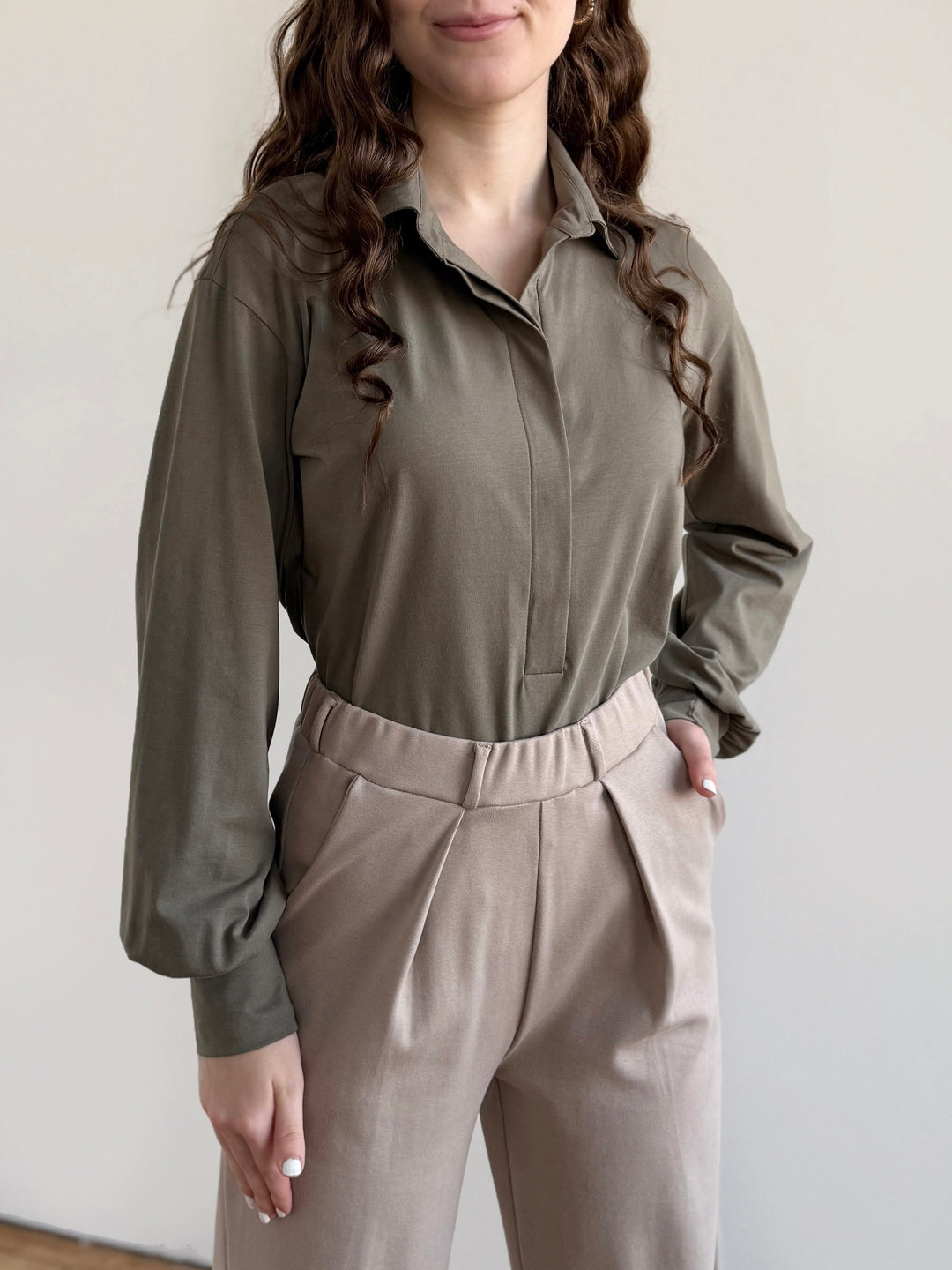 LONDON heavy knit pants in Desert Sand
