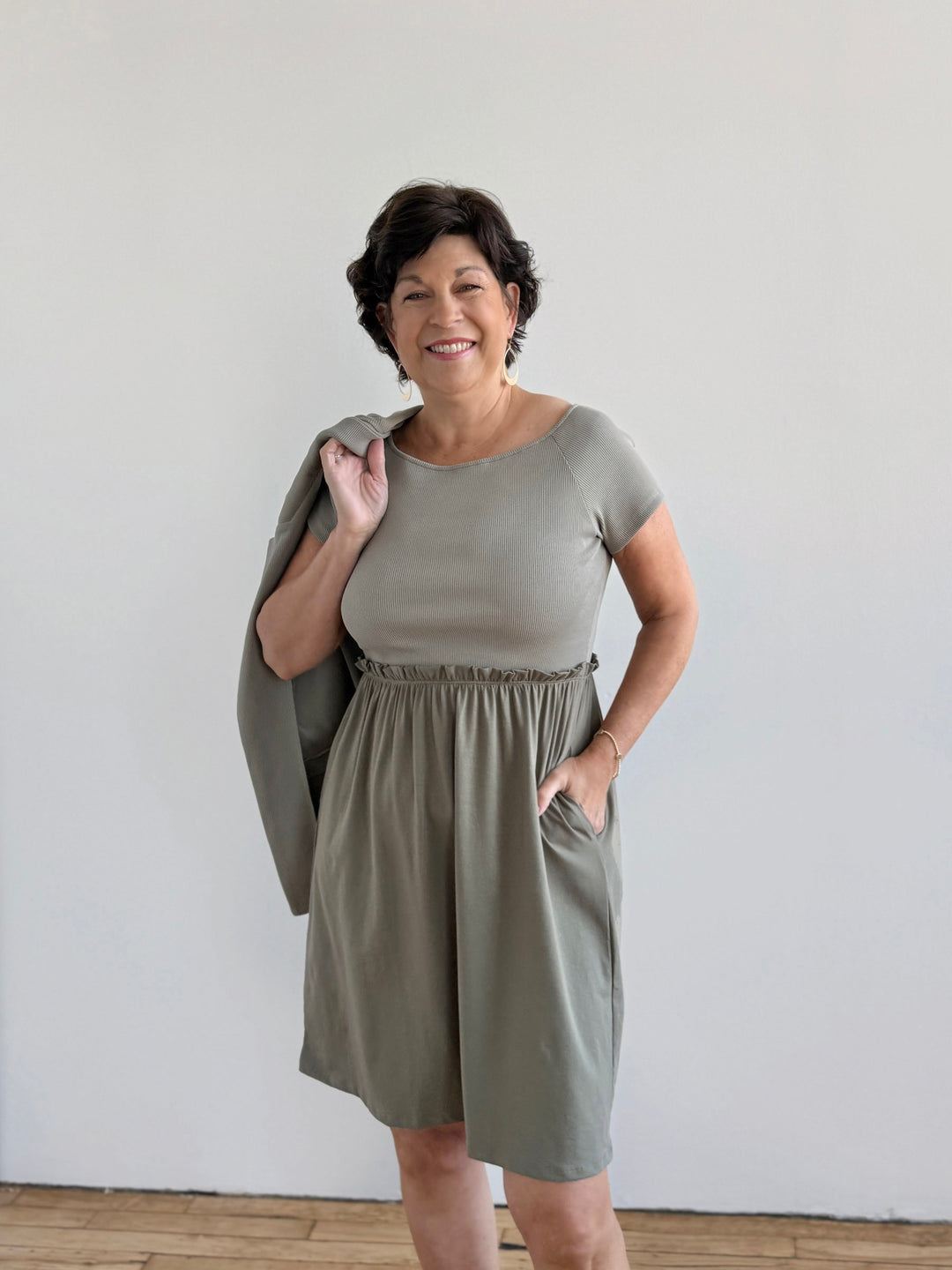 CROSBY rib knit blazer in Light Sage