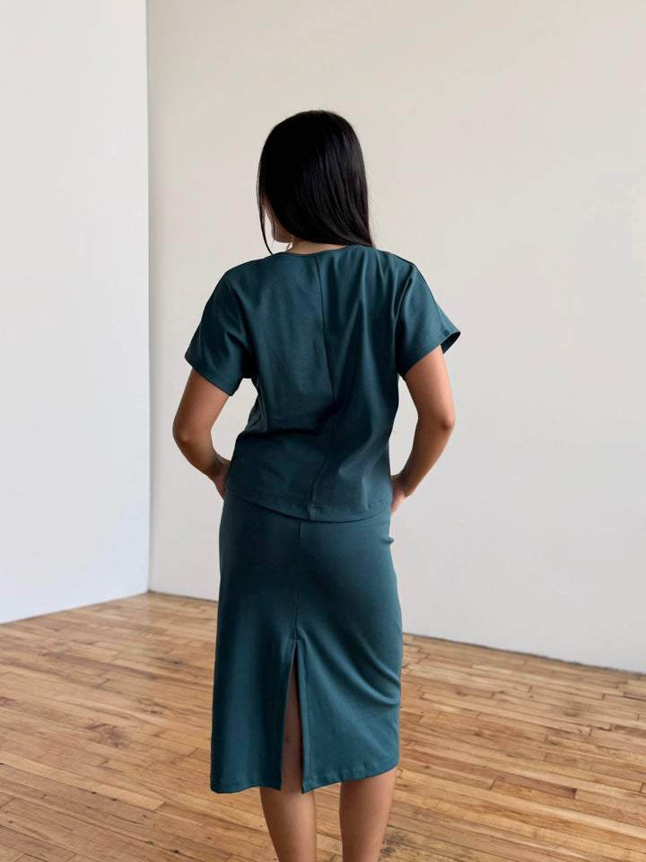DANIELLE heavy-knit skirt in Deep Sea