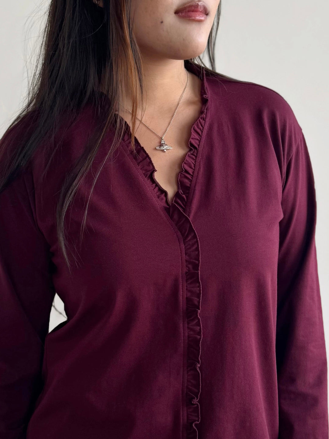 PIETRA jersey top in Merlot