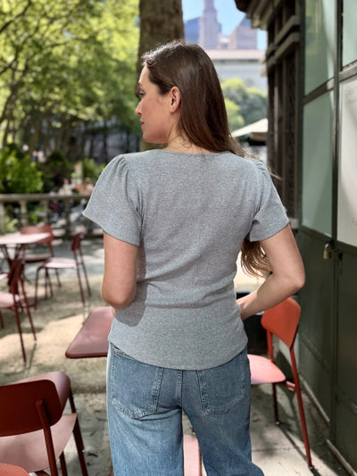 ZADIE rib knit tee in Pebble Gray